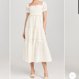 O.P.T Elegant Crean Eyelet Maxi Dress Size Large New